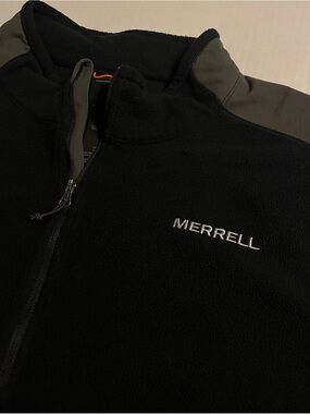 Merrell 1/4 Zip Fleece Pullover Sweatshirt Black Gray XL Outdoors Hiking Shoes